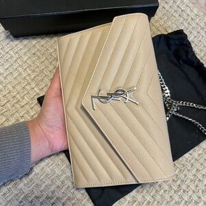 YSL Monogramme Quilted Leather Wallet on a Chain